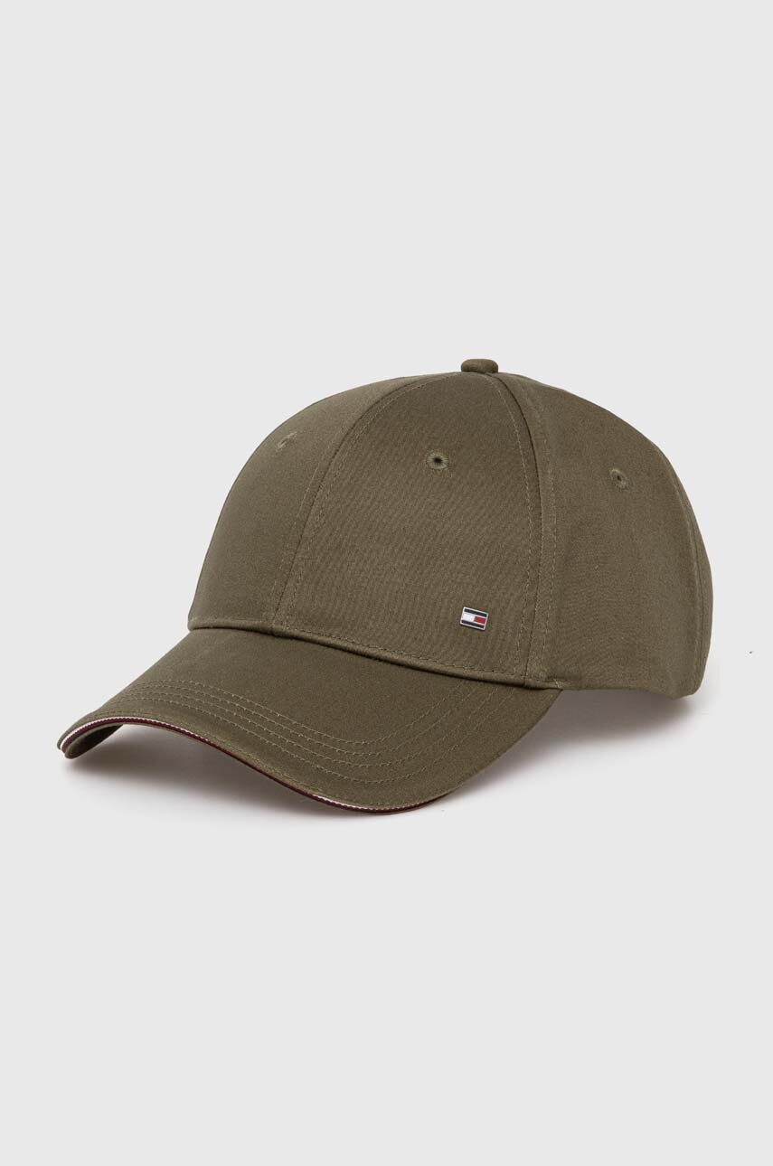 

Памучна шапка с козирка Tommy Hilfiger в зелено с изчистен дизайн AM0AM12534, Зелен