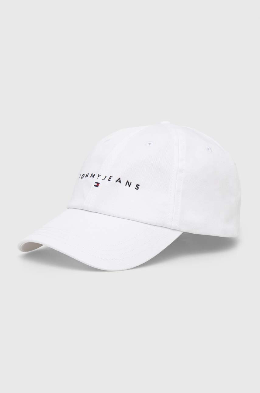 Tommy Jeans șapcă de baseball din bumbac culoarea alb, cu imprimeu, AM0AM12894
