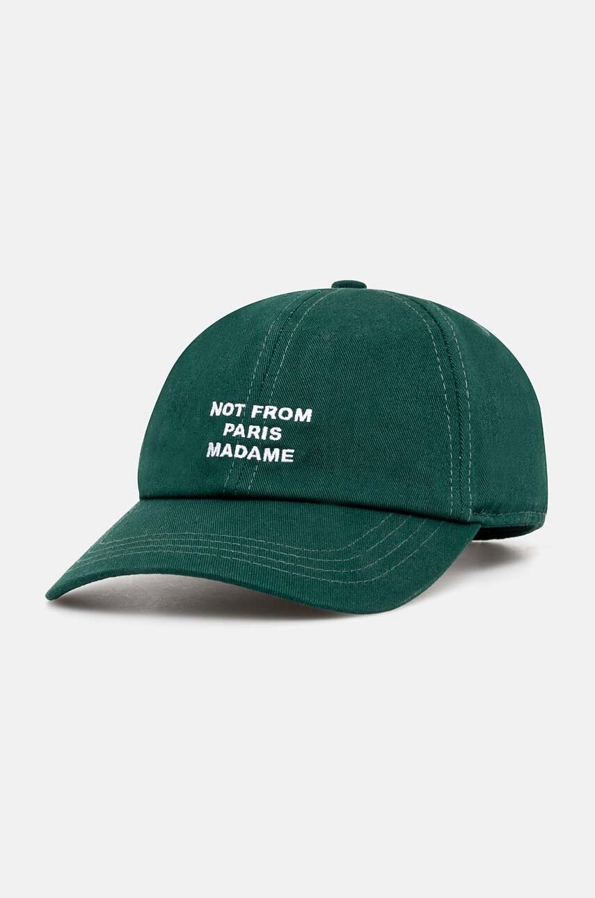 Drôle de Monsieur șapcă de baseball din bumbac La Casquette Slogan culoarea verde, cu imprimeu, PERM-CP151-CO138-DGN