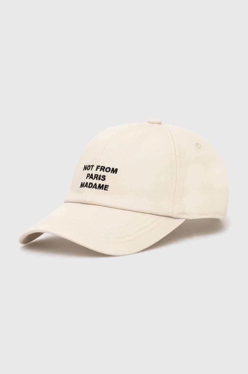 Drôle de Monsieur șapcă de baseball din bumbac La Casquette Slogan culoarea bej, cu imprimeu, PERM-CP151-CO138-MT Drôle de Monsieur șapcă de baseball din bumbac La Casquette Slogan culoarea bej, cu imprimeu, PERM-CP151-CO138-MT