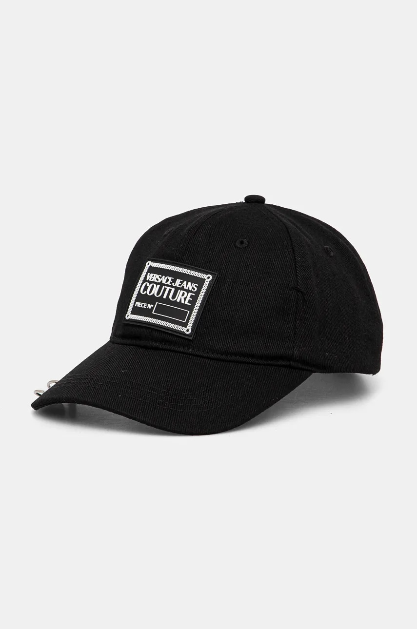 Versace Jeans Couture șapcă de baseball din bumbac culoarea negru, cu imprimeu, 77GAZK55 ZG296 Versace Jeans Couture șapcă de baseball din bumbac culoarea negru, cu imprimeu, 77GAZK55 ZG296