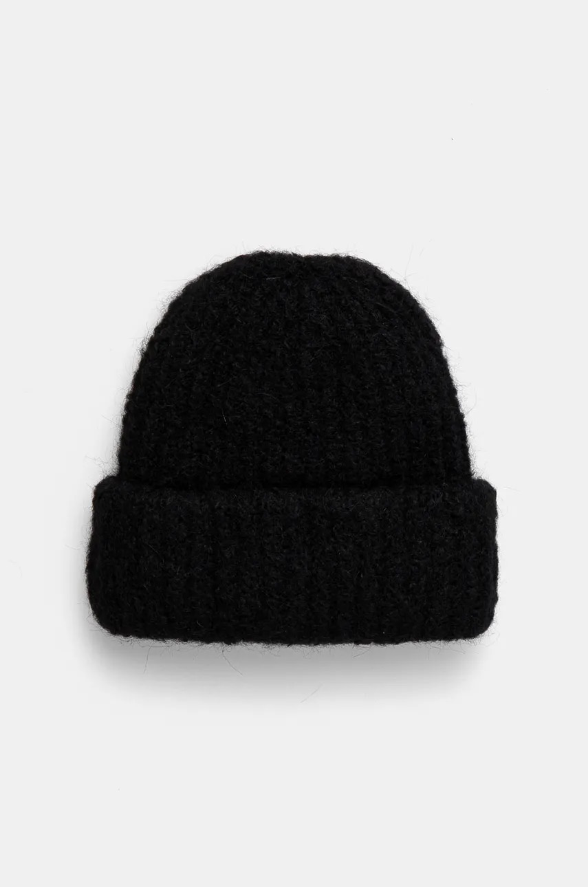 Sunflower caciula de lana culoarea negru, de lana, din tricot gros, 8025 Sunflower caciula de lana culoarea negru, de lana, din tricot gros, 8025