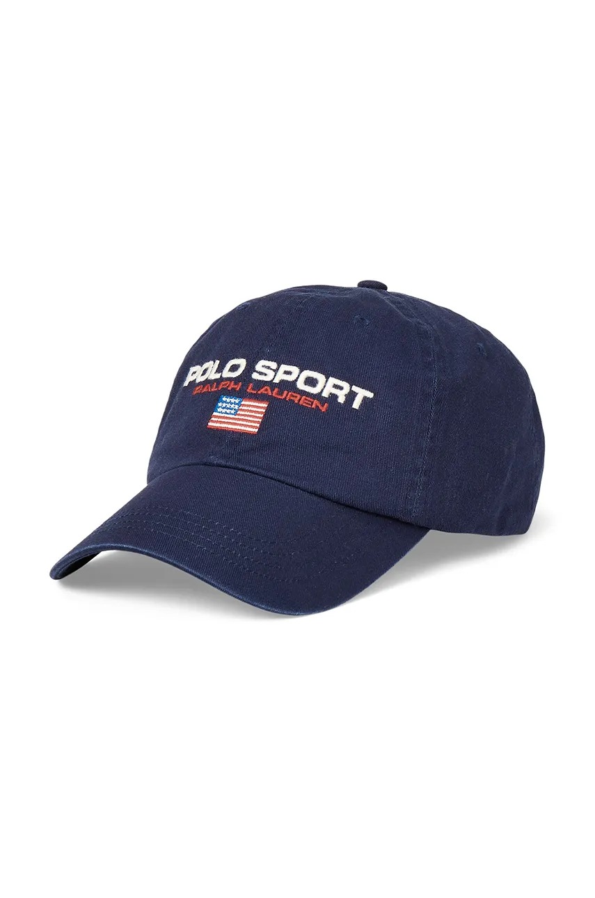 

Памучна шапка с козирка Polo Ralph Lauren в тъмносиньо с апликация 710881562, Тъмносин
