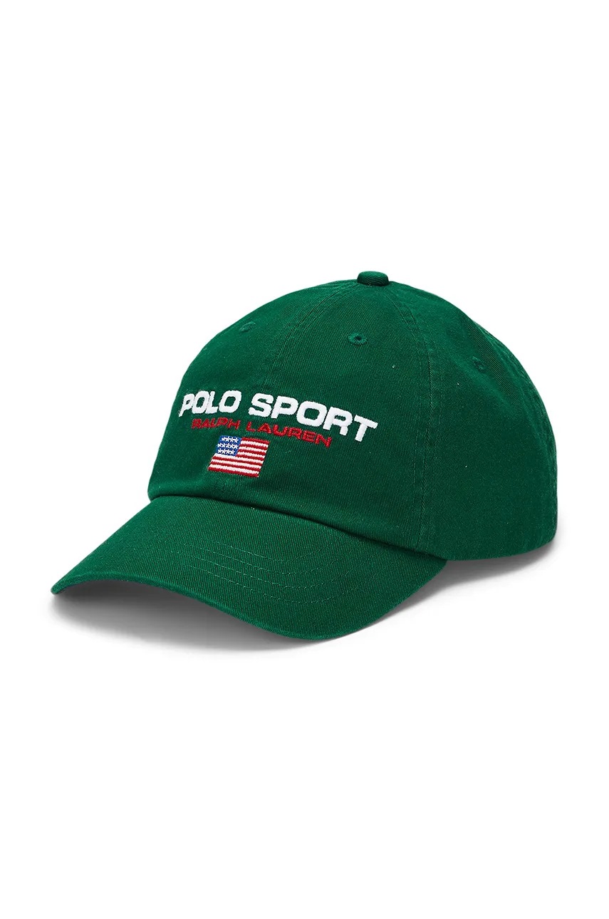 

Памучна шапка с козирка Polo Ralph Lauren в зелено с апликация 710881562, Зелен