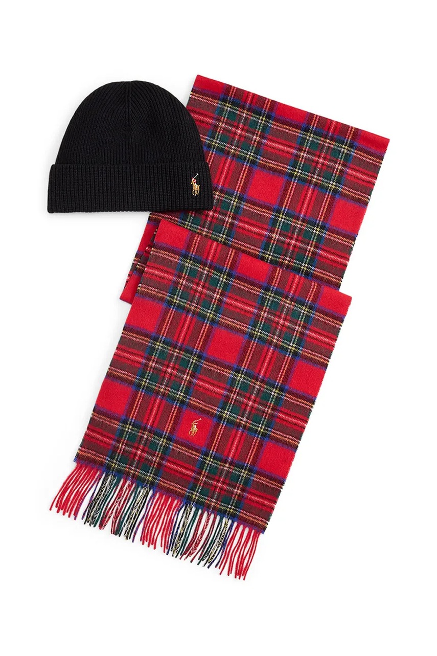 

Вълнени шапка и шал Polo Ralph Lauren в тъмносиньо 449959530, Многоцветен