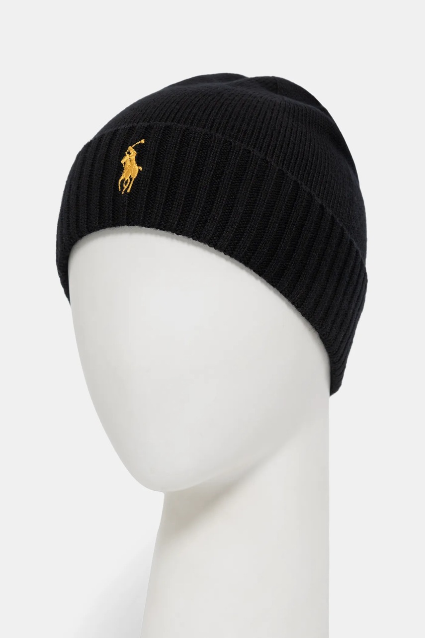 Μάλλινος σκούφος και κασκόλ Polo Ralph Lauren χρώμα: μαύρο, 710951146 φωτογραφία