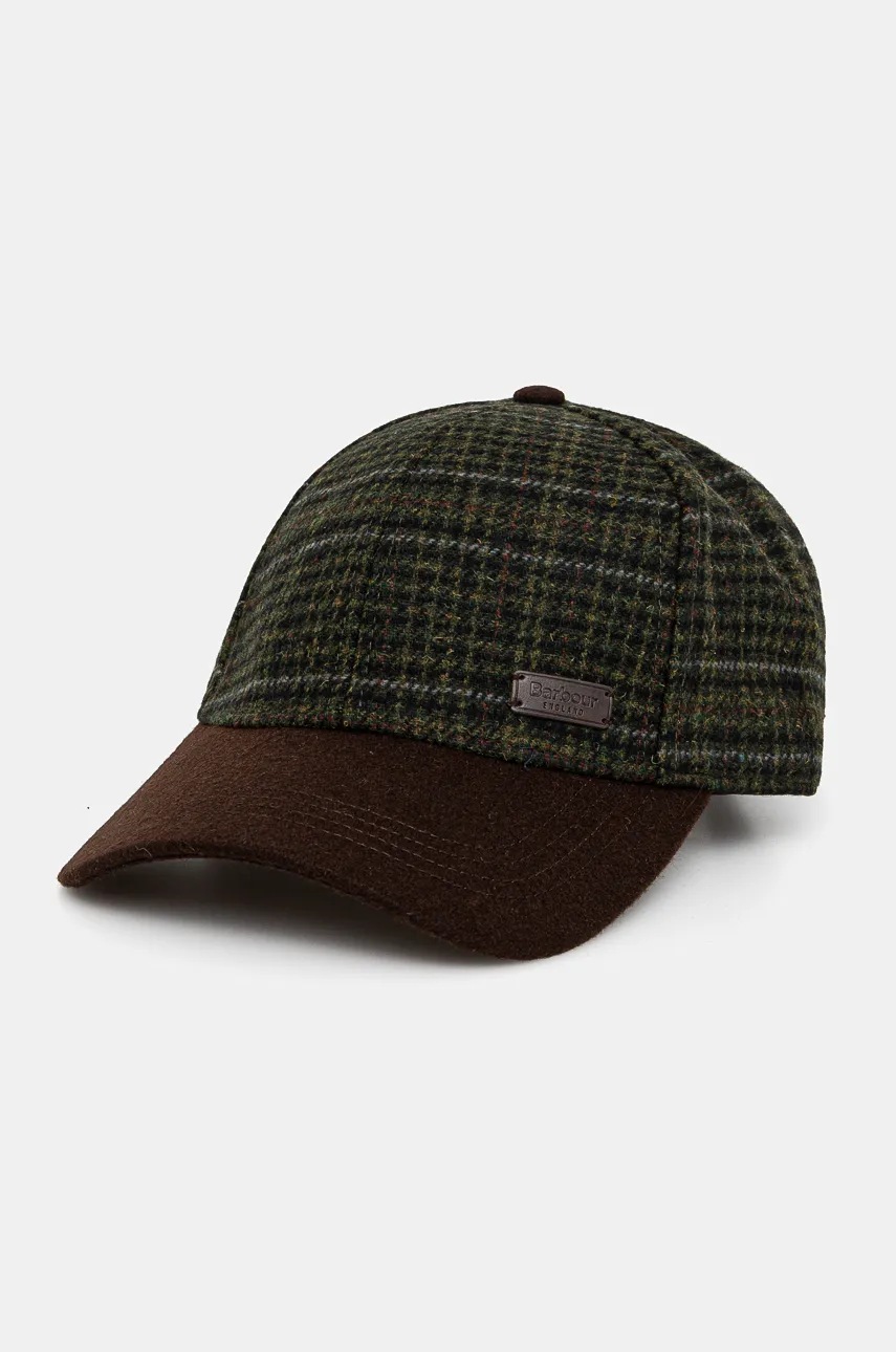 Levně Vlněná kšiltovka Barbour zelená barva, MHA0867