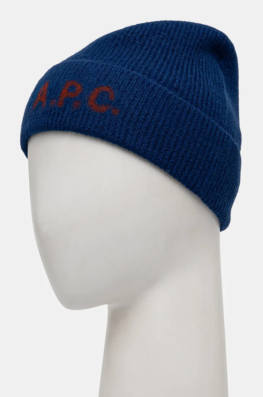 Шерстяная шапка A.P.C. bonnet harry цвет синий шерсть WVBDK.M25085 Шерстяная шапка A.P.C. bonnet harry цвет синий шерсть WVBDK.M25085