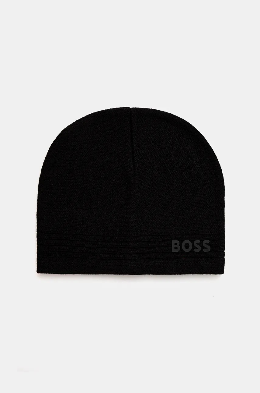 

Шапка Boss Green в черно от вълна 50517704, Черен