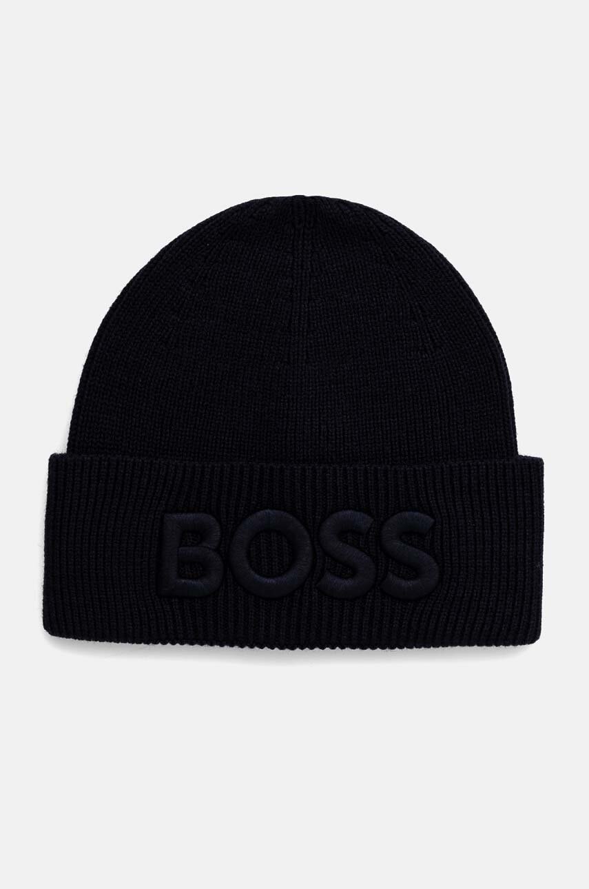 Boss Orange caciula de lana culoarea albastru marin, de lana, 50522449 Boss Orange caciula de lana culoarea albastru marin, de lana, 50522449
