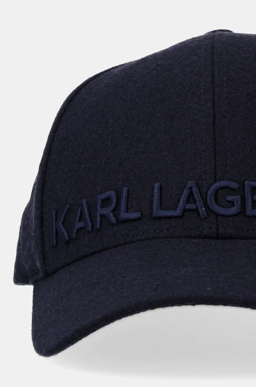 Шерстяная кепка Karl Lagerfeld цвет синий с аппликацией 544121.805614 Шерстяная кепка Karl Lagerfeld цвет синий с аппликацией 544121.805614