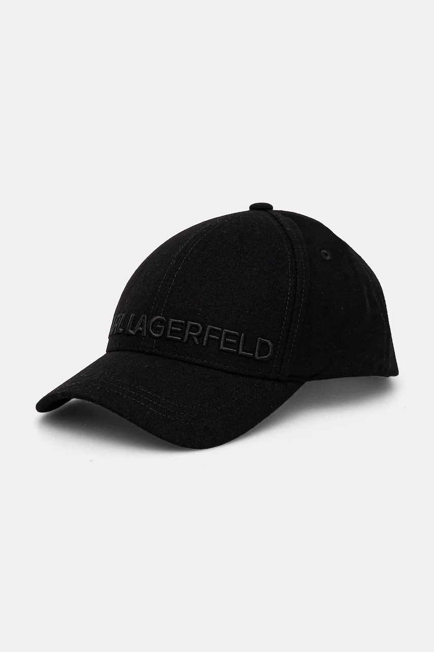 Karl Lagerfeld șapcă de lana culoarea negru, cu imprimeu, 544121.805614 Karl Lagerfeld șapcă de lana culoarea negru, cu imprimeu, 544121.805614