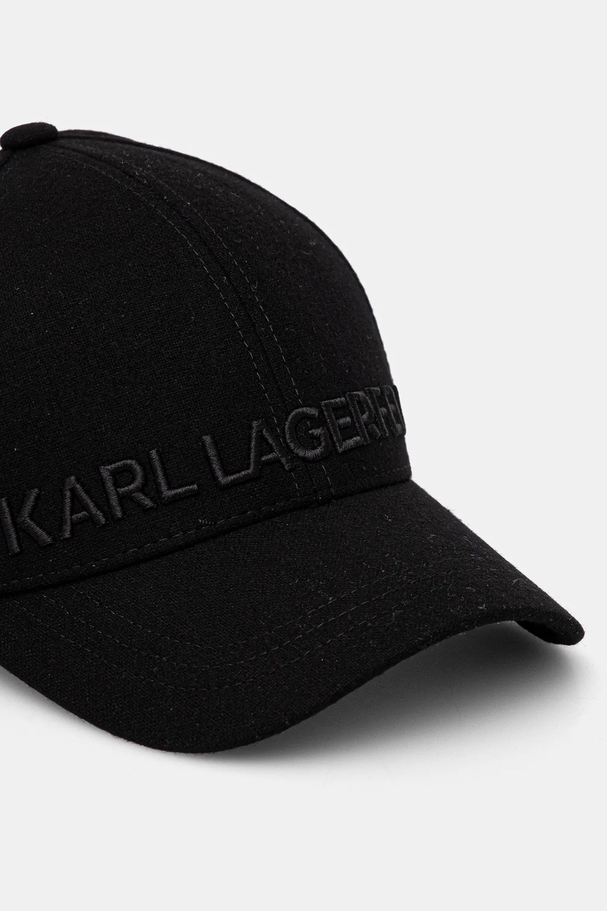 Шерстяная кепка Karl Lagerfeld цвет чёрный с аппликацией 544121.805614 Шерстяная кепка Karl Lagerfeld цвет чёрный с аппликацией 544121.805614