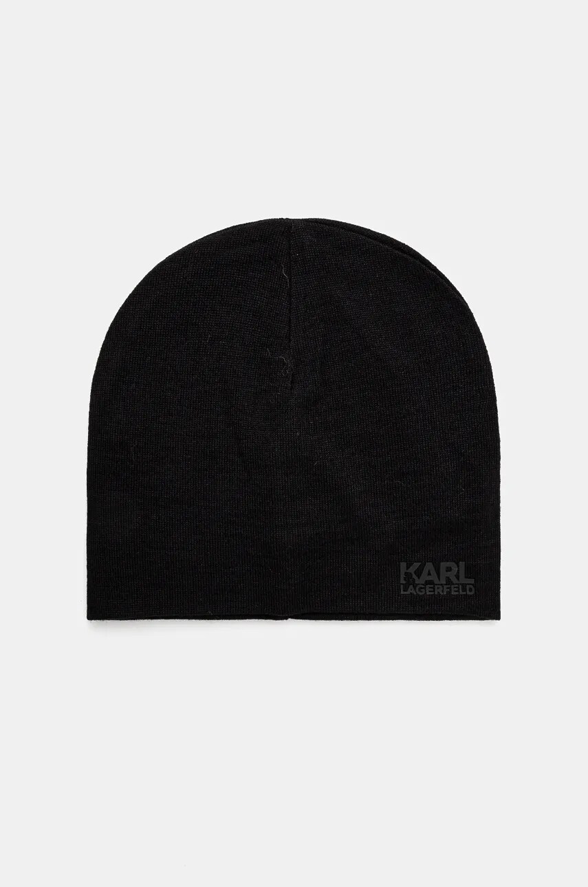 Karl Lagerfeld caciula de lana culoarea negru, de lana, din tesatura neteda, 544324.805601