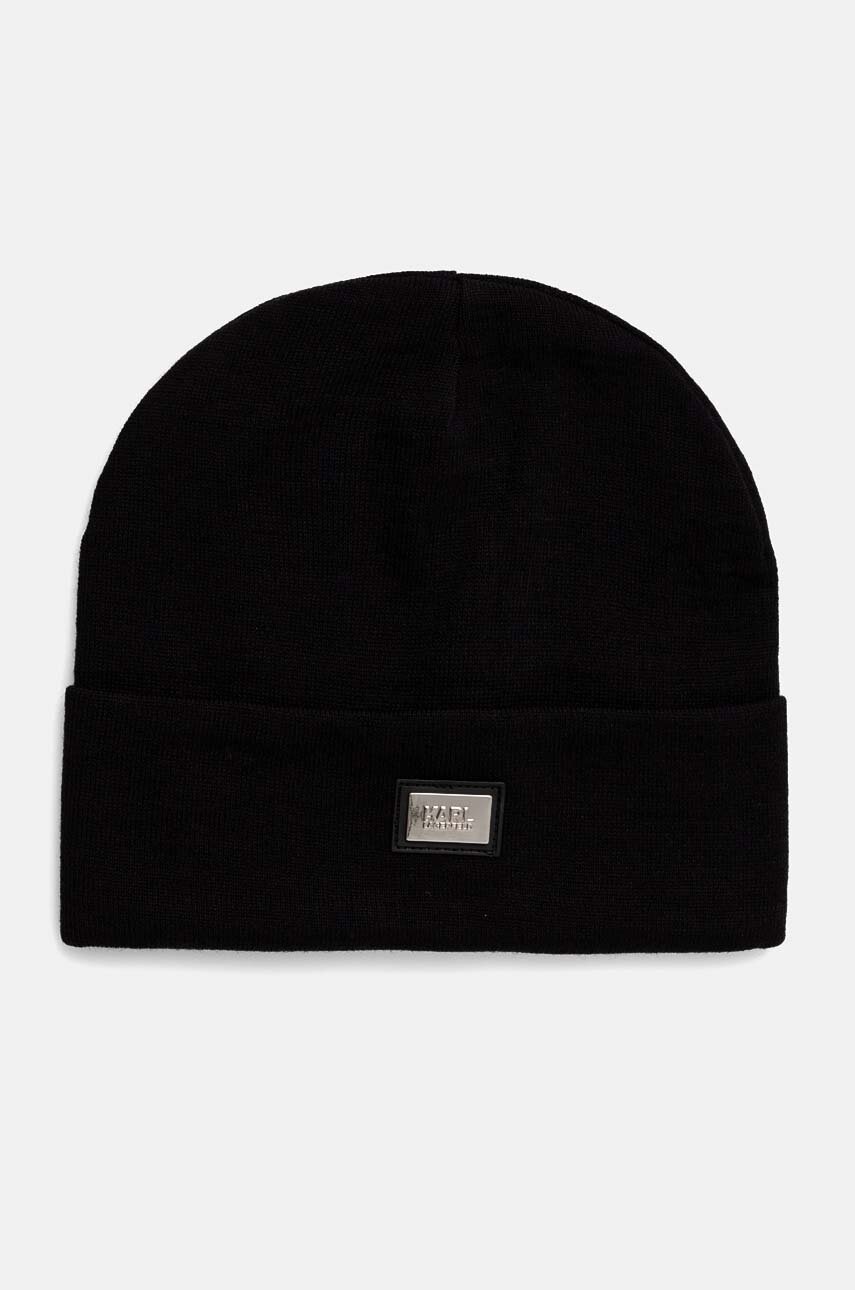 

Вълнена шапка Karl Lagerfeld в черно с фина плетка от вълна 544321.805601, Черен