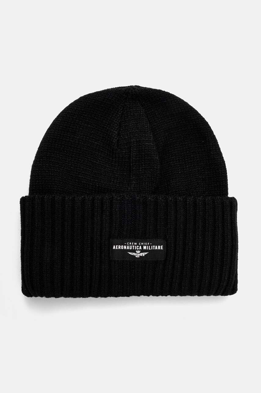 Aeronautica Militare caciula culoarea negru, din tricot gros, CU059L520