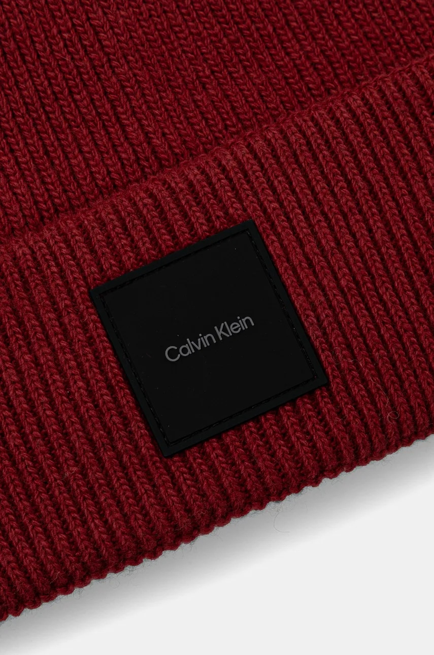 Шапка с примесью шерсти Calvin Klein цвет красный из тонкого трикотажа K50K512356 Шапка с примесью шерсти Calvin Klein цвет красный из тонкого трикотажа K50K512356