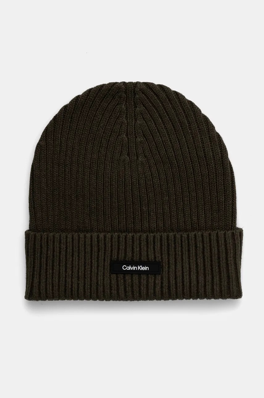 

Шапка Calvin Klein в зелено от памук K50K512362, Зелен