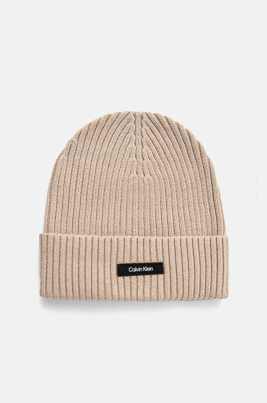 

Шапка Calvin Klein в бежово от памук K50K512362, Бежов