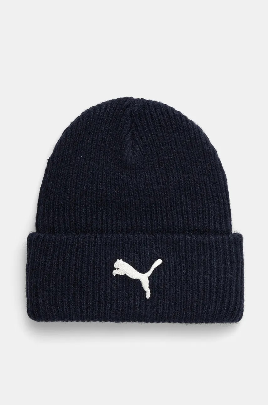 Levně Čepice z vlněné směsi Puma tmavomodrá barva, z husté pleteniny, 25495