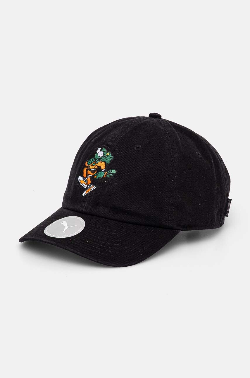 Puma șapcă de baseball din bumbac PUMA x CARROTS Dad Cap culoarea negru, cu imprimeu, 25789