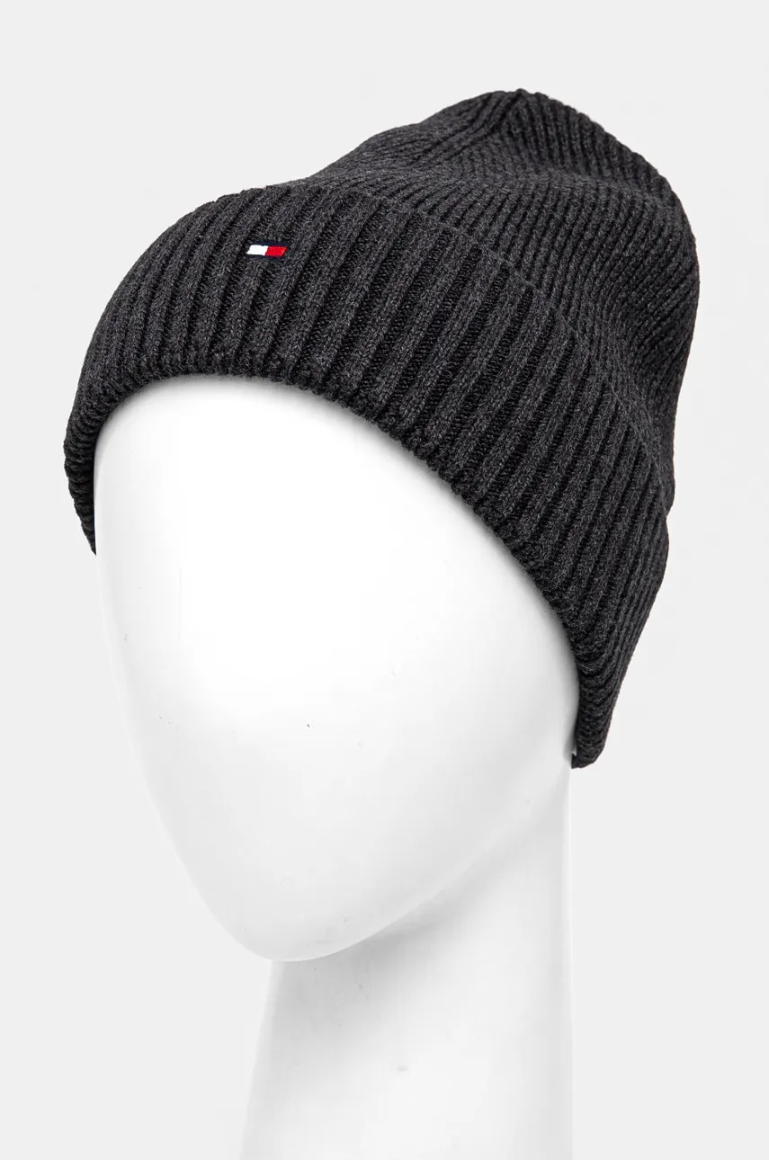 Шапка с примесью кашемира Tommy Hilfiger цвет серый AM0AM12796 Шапка с примесью кашемира Tommy Hilfiger цвет серый AM0AM12796