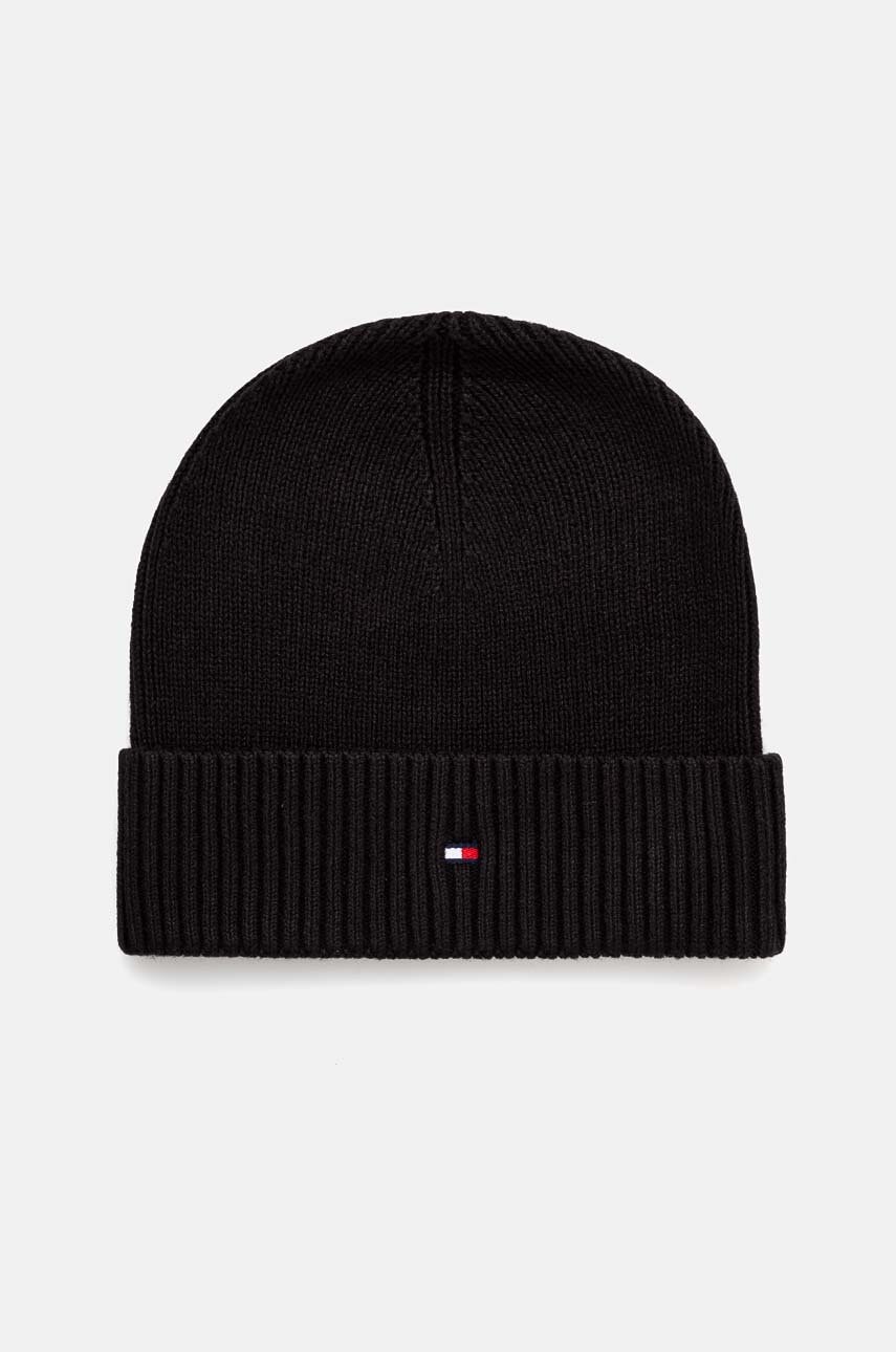Levně Čepice s příměsí kašmíru Tommy Hilfiger černá barva, AM0AM12796