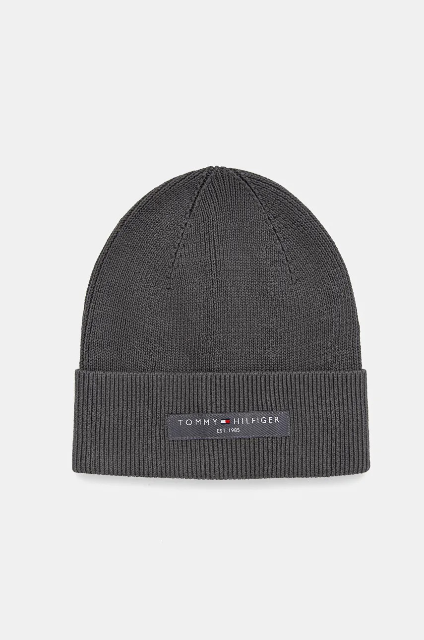 

Памучна шапка Tommy Hilfiger в сиво от памук AM0AM12797, Сив