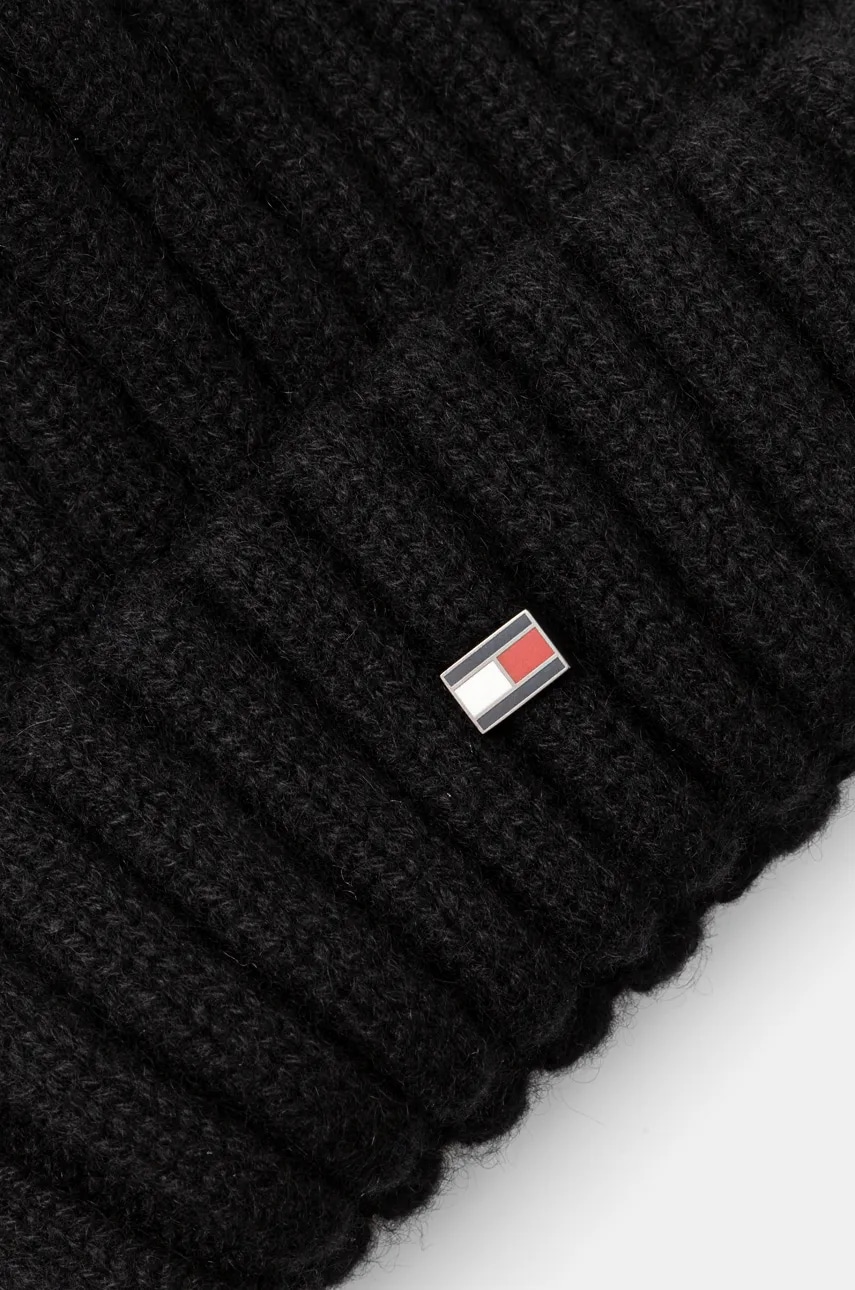 Шерстяная шапка Tommy Hilfiger цвет чёрный шерсть AM0AM12798 Шерстяная шапка Tommy Hilfiger цвет чёрный шерсть AM0AM12798