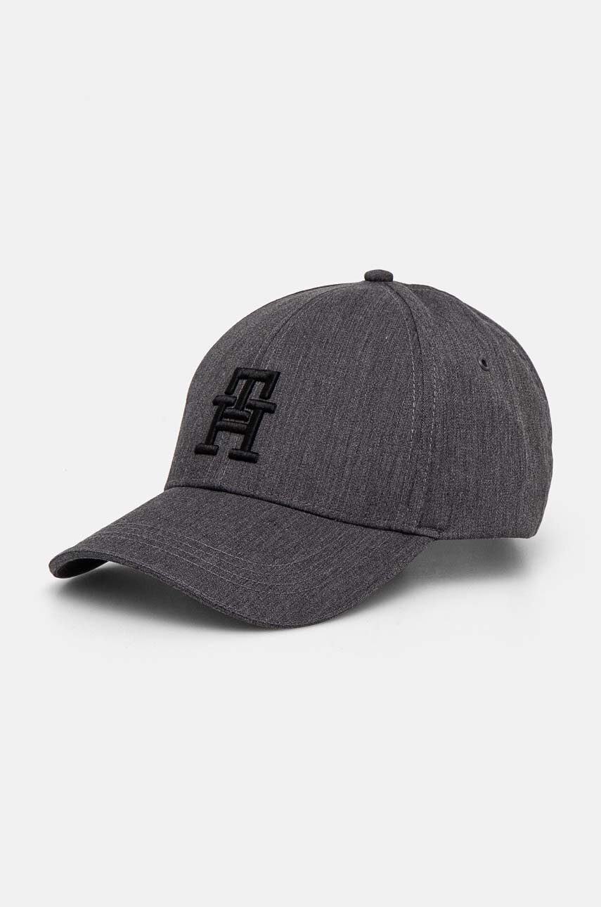 Levně Kšiltovka Tommy Hilfiger šedá barva, s aplikací, AM0AM12805