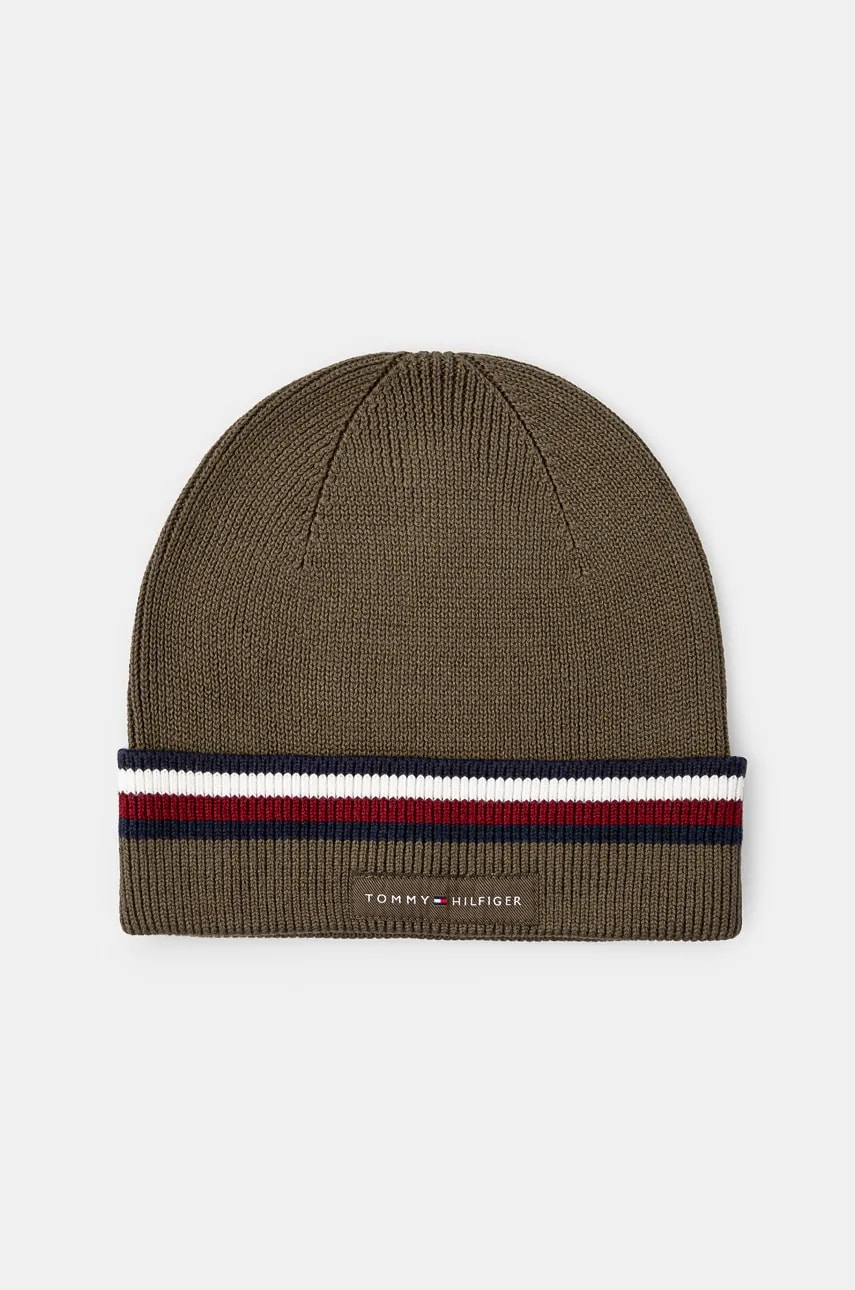 Levně Bavlněná čepice Tommy Hilfiger zelená barva, AM0AM12983