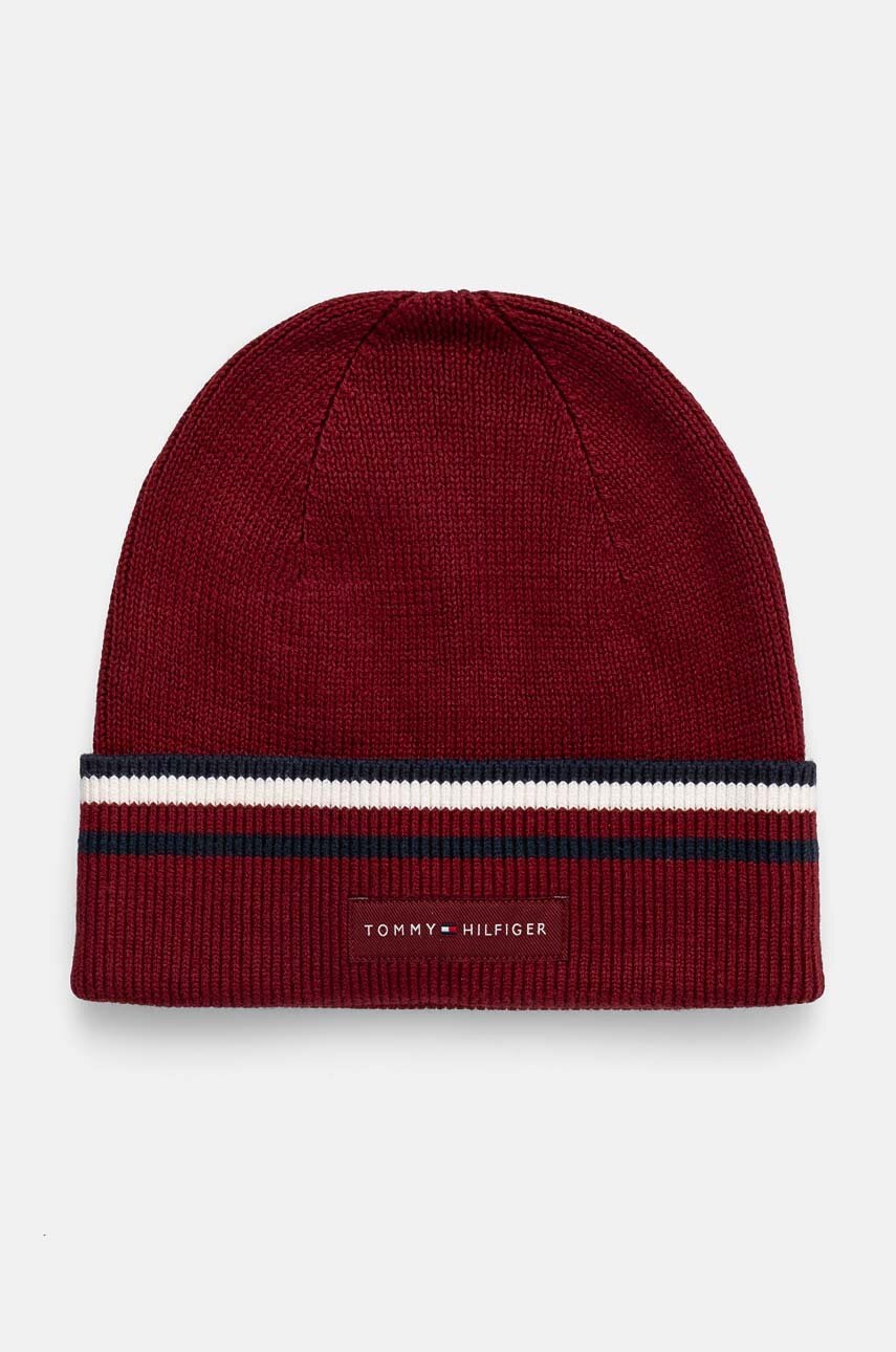 

Памучна шапка Tommy Hilfiger в бордо от памук AM0AM12983