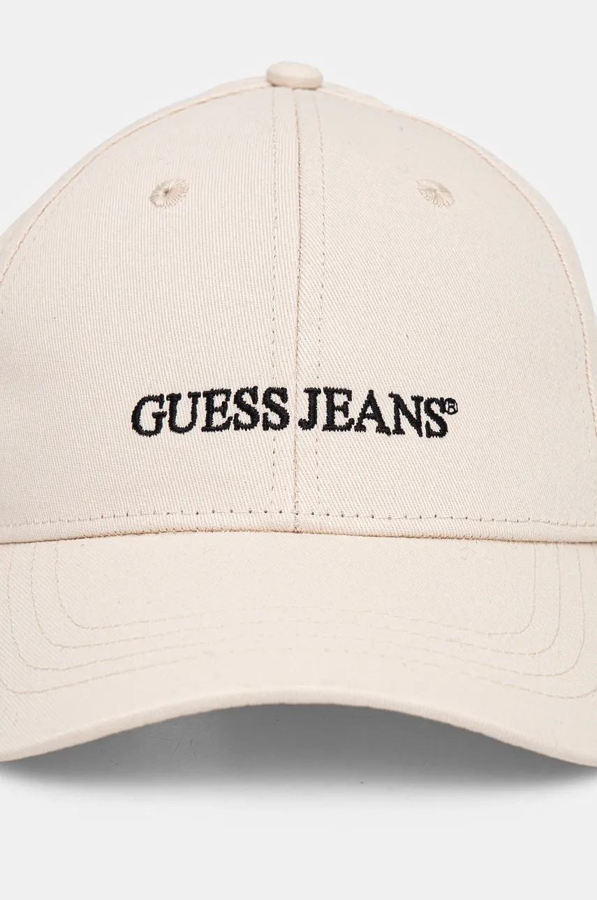 Хлопковая кепка Guess Jeans цвет бежевый с аппликацией M4BZ26 WF8V1