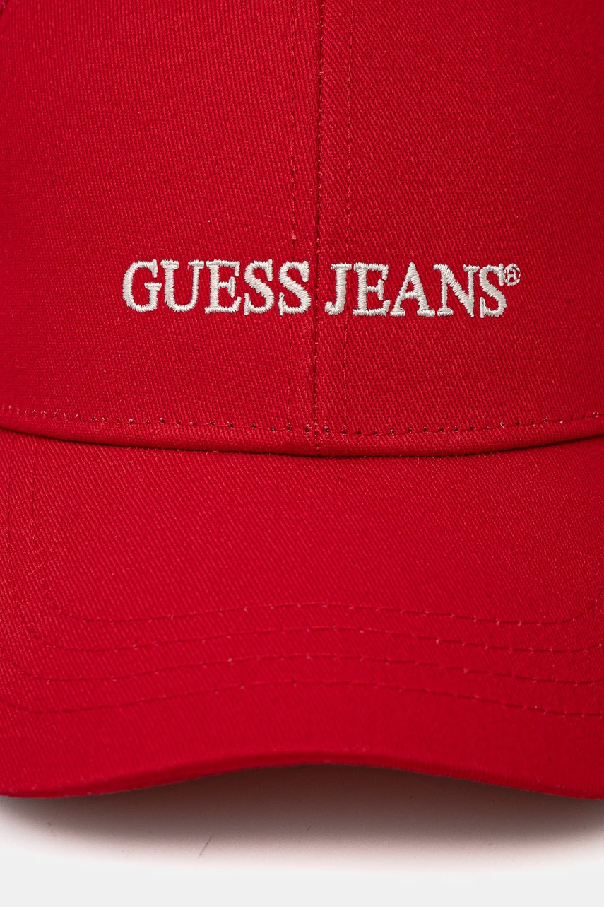 Хлопковая кепка Guess Jeans цвет красный с аппликацией M4BZ26 WF8V1