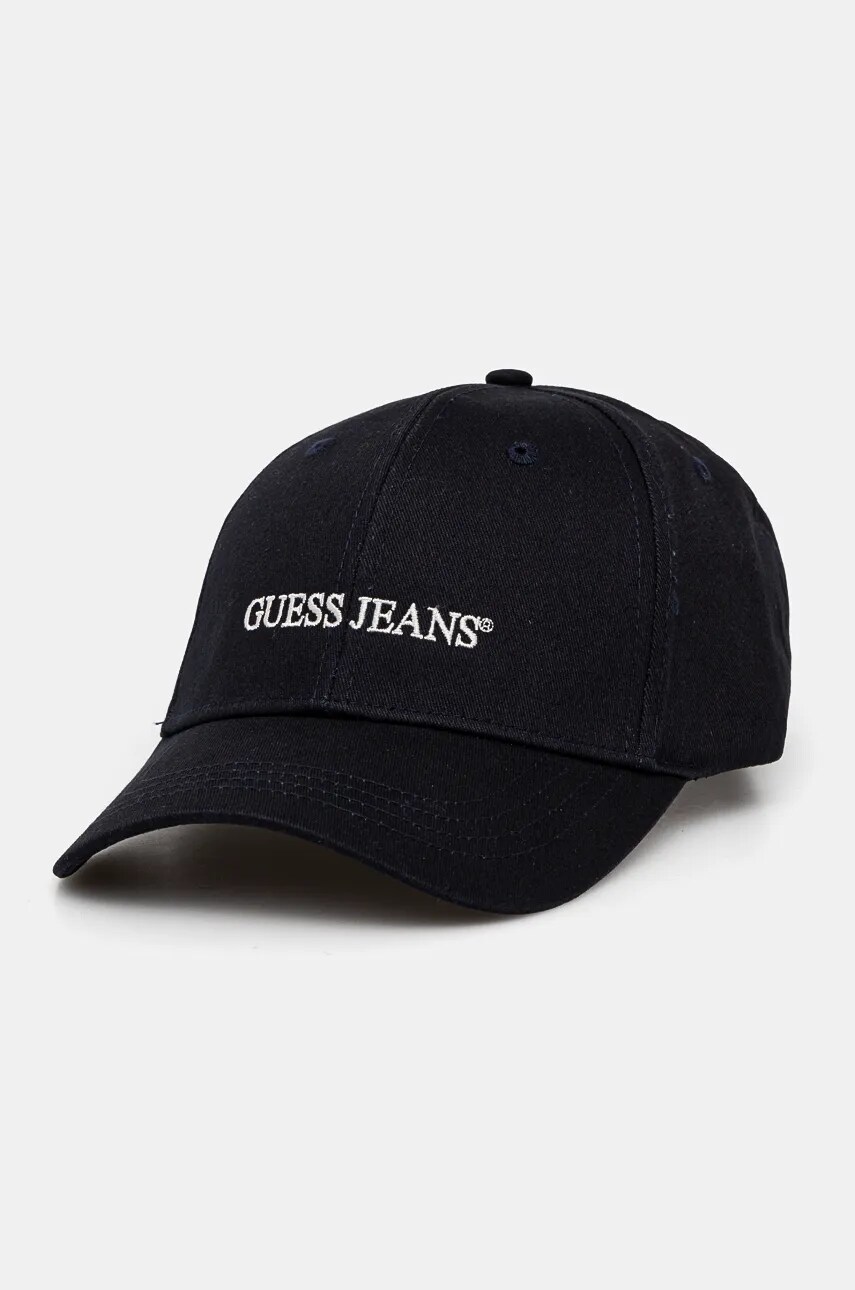Levně Bavlněná baseballová čepice Guess Jeans tmavomodrá barva, s aplikací, M4BZ26 WF8V1