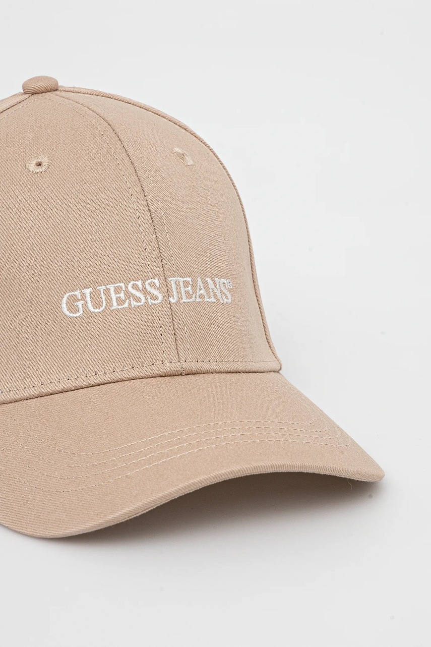 Хлопковая кепка Guess Jeans цвет синий с аппликацией M4BZ26 WF8V1