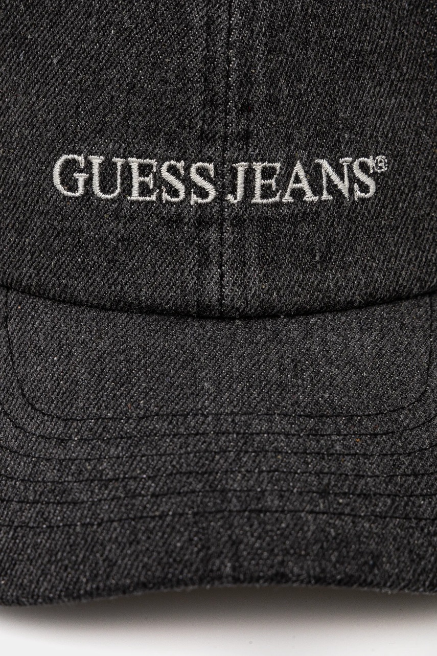 Хлопковая кепка Guess Jeans цвет чёрный с аппликацией M4BZ26 WF8V1