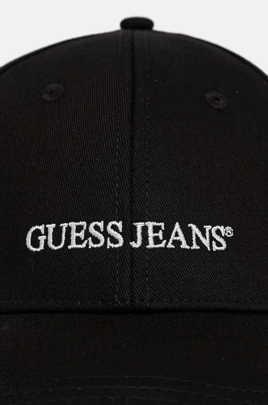 Хлопковая кепка Guess Jeans цвет чёрный с аппликацией M4BZ26 WF8V1