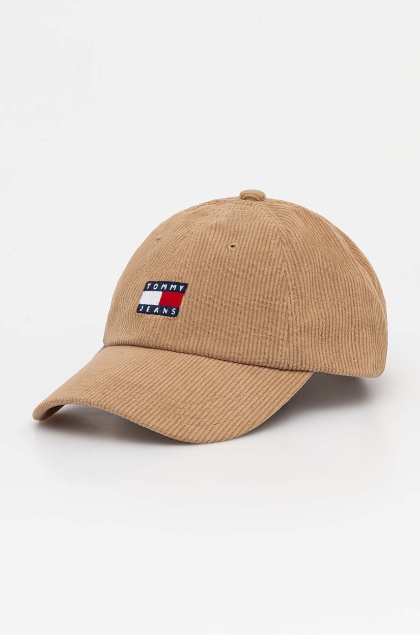 

Джинсова шапка с козирка Tommy Jeans в бежово с апликация AM0AM12636, Бежов