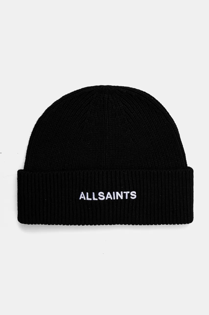 AllSaints caciula din amestec de lana culoarea negru, din tesatura neteda, 29AS200824 AllSaints caciula din amestec de lana culoarea negru, din tesatura neteda, 29AS200824