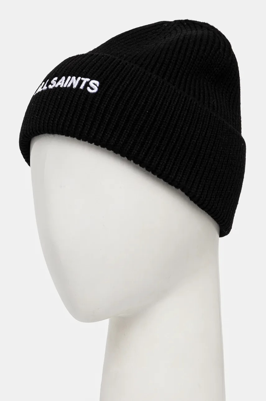 Шапка с примесью шерсти AllSaints цвет чёрный из тонкого трикотажа 29AS200824 Шапка с примесью шерсти AllSaints цвет чёрный из тонкого трикотажа 29AS200824