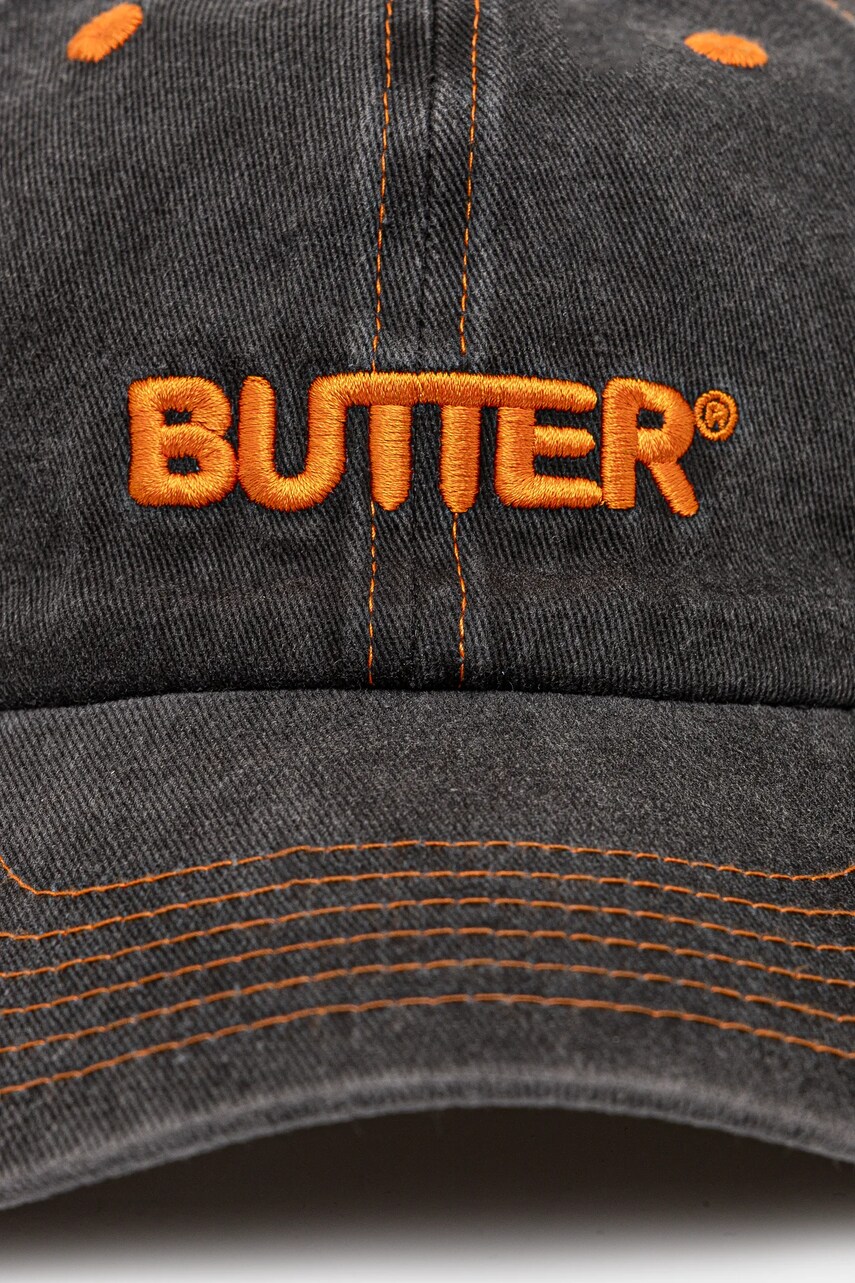 Джинсовая кепка Butter Goods Rounded Logo 6 Panel Cap цвет чёрный с аппликацией BG243807 Джинсовая кепка Butter Goods Rounded Logo 6 Panel Cap цвет чёрный с аппликацией BG243807