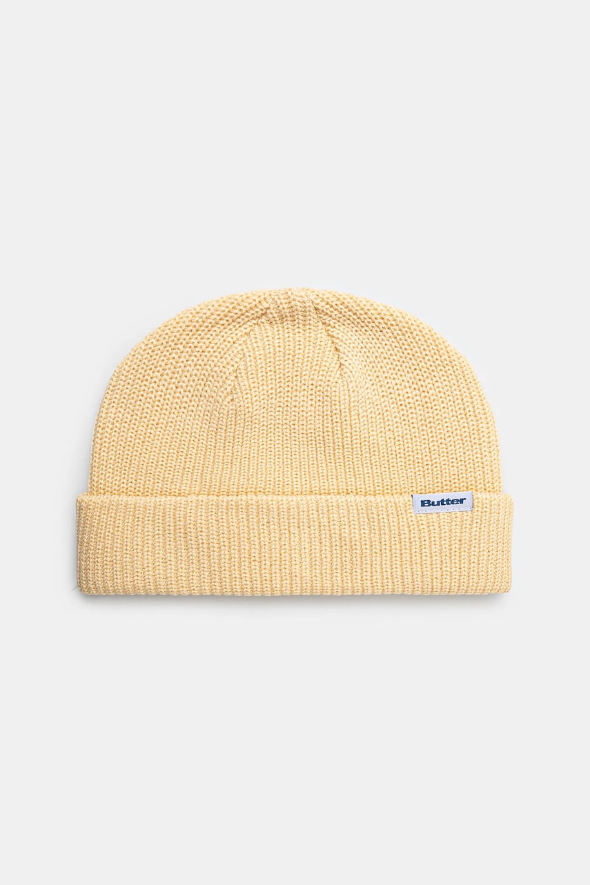 Butter Goods caciula Wharfie Beanie culoarea bej, din tesatura neteda, BG243810 Butter Goods caciula Wharfie Beanie culoarea bej, din tesatura neteda, BG243810