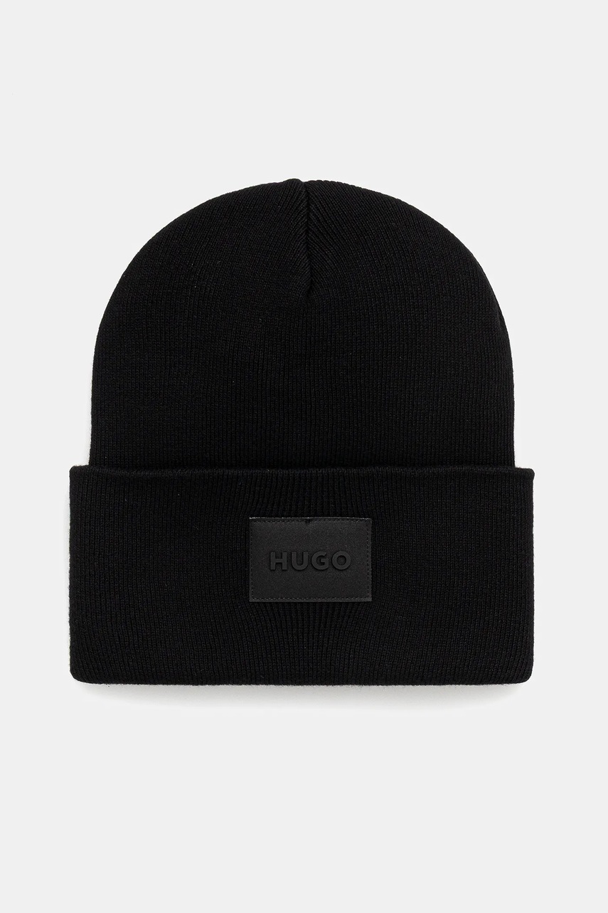 Levně Bavlněná čepice HUGO černá barva, 50551508