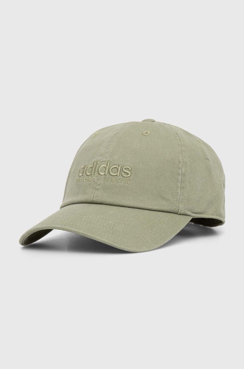 

Памучна шапка с козирка adidas в зелено с апликация IY5418, Зелен