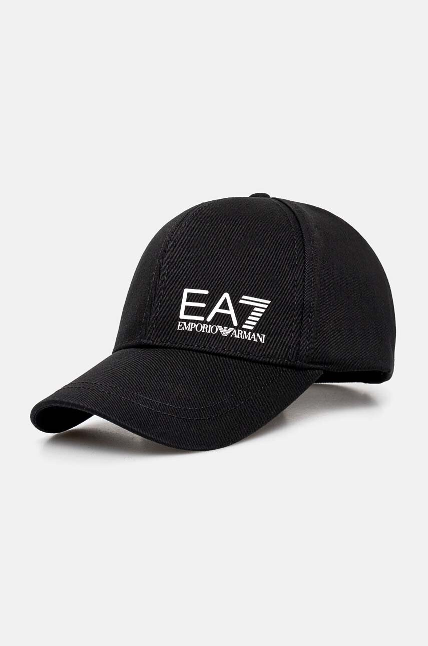 EA7 Emporio Armani sapca de baseball din bumbac culoarea negru, cu imprimeu, AF11989.7X000005
