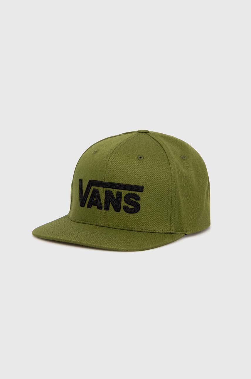 

Памучна шапка с козирка Vans в зелено с апликация VN0A36ORCIB1, Зелен