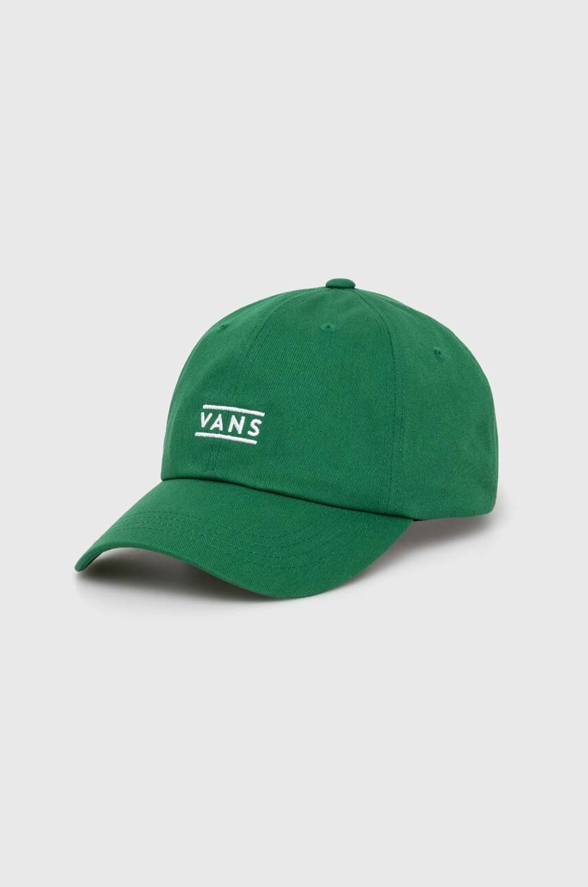 

Памучна шапка с козирка Vans в зелено с апликация VN000HS6J5F1, Зелен