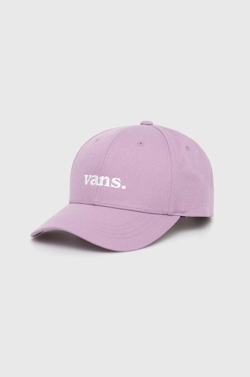 

Памучна шапка с козирка Vans в лилаво с апликация VN0008P6D451, Виолетов