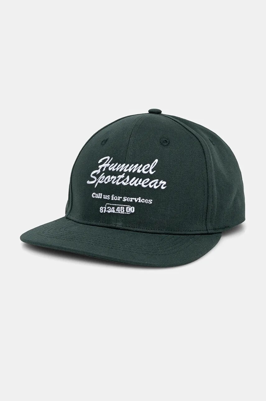 Hummel șapcă de baseball din bumbac culoarea verde, cu imprimeu, 226069